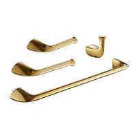SHUNLI Set portasciugamani, accessori da bagno, 4 pezzi, barra asciugamani+anello asciugamano+porta carta igienica+gancio, oro lucido, supporto da parete, acciaio inox SUS304