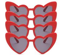 Shunshi Confezione da 4 occhiali da sole vintage a forma di cuore, divertenti occhiali da addio al nubilato per donne, occhi di gatto alla moda, occhiali vintage a forma di cuore, occhiali da vista