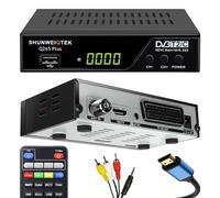 SHUNWEIQTEK Q265 Decoder DVB T2 con USB PVR Lettore Multimediale e Uscita HDMI SCART AV, Decoder Digitale Terrestre 2025 con H265 HEVC Main10 e Telecomando 2in1, USB Tethering e HDMI CEC
