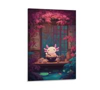 SHUNXIFQ Axolotl che mangia noodles Ampio Soggiorno Moderno Dipinti Su Tela Camera Poster Da Parete Torre Del Bagno Stampe Cucina Sala Da Pranzo Decorazione Murale 08x12inch(20x30cm)