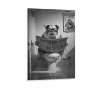SHUNXIFQ Bulldog seduto sul water Art Moderna Opere D'arte Astratte Pittura Ad Olio Su Tela Wall Art Per Decorazioni Domestiche Decorazione Murale 12x18inch(30x45cm)
