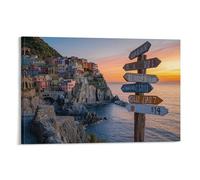 SHUNXIFQ Cinque Terre, Italia Ampio Soggiorno Moderno Dipinti Su Tela Camera Poster Da Parete Torre Del Bagno Stampe Cucina Sala Da Pranzo Decorazione Murale 08x12inch(20x30cm)