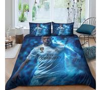 SHUNXIFQ Kylian Mbappe Copripiumino 3 Pezzi Set Copripiumino 3D E Federe Microfibra Morbido Con Cerniera Set Di Biancheria Da Letto Per Bambini Double（200x200cm）