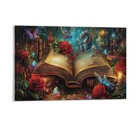SHUNXIFQ Libro di fiabe magiche Ampio Soggiorno Moderno Dipinti Su Tela Camera Poster Da Parete Torre Del Bagno Stampe Cucina Sala Da Pranzo Decorazione Murale 20x30inch(50x75cm)