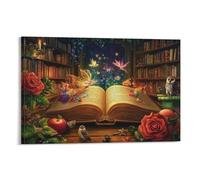 SHUNXIFQ Libro di fiabe magiche Art Decorazione Murale, Dipinto A Mano, Murale Olio Su Tela, Camera Familiare, Decorazione Murale Artistica Soggiorno 20x30inch(50x75cm)