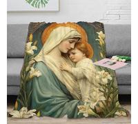 SHUNXIFQ Vergine Maria Coperta Stampa 3D Morbida E Calda Microfibra Coperta Da Viaggio Leggera Peluche Per Divano Letto E Divano Per Bambini Ragazzi Adulti 50x60inch(127x152cm)