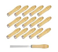 SHUNY 15 manici in legno per lime, manico per lime, maniglia per schienale in legno con fascette metalliche solide, lunghezza 90 mm, adatto per lime da 4 a 6 pollici di diverse forme