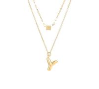 Shuo Dian Collane d'oro per le donne Bolla Lettera Collana Gioielli Collana Iniziale A-Z Chunky Ciondolo Placcato Oro 14k Catena a strati in Acciaio Inox Accessori Moda Personalizzati, One Size