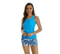 ShuoBeiter Comodo Costume da Bagno Tankini Costume da Bagno Due Pezzi da Donna Tankini con Pantaloncini Beachwear(XL, S2)