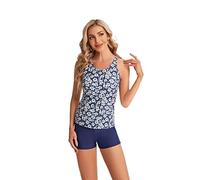 ShuoBeiter Comodo Costume da Bagno Tankini Costume da Bagno Due Pezzi da Donna Tankini con Pantaloncini Beachwear(4XL, S9)