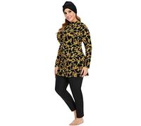 ShuoBeiter Costumi da Bagno Musulmani per Donne 3 Pezzi Manica Lunga Modesto Costume da Bagno Arabo Islamico Hijab Burkini(5XL,S1)