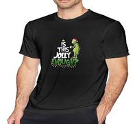SHUOCAI The Grin-Ch T-Shirt Leisure Man Short Sleeve T-Shirt Black L