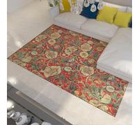SHUODAOCO Boho Floral Accent Area Tappeto 100x150cm Lavabile Soggiorno Antiscivolo Camera da letto Home Decor Flower & Leaf Tappeto per Cucina Pavimento Aula Balcone Comodino Rosso
