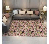SHUODAOCO botanico orientale 140x200cm tappeti da pavimento per soggiorno camera da letto floreale e uccello piccoli tappeti artistici per camera degli ospiti corridoio casa pieghevole rosa