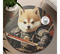 SHUODAOCO carino 180cm animale rotondo tappeto guerriero cane lavabile giapponese fantasia pet tappeti sottile per il pavimento della cucina sotto il tavolo aula portatile antiscivolo