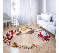 SHUODAOCO Dolci e pacchetti di Natale Tappeto rotondo 200cm - Stile festivo Tappeto circolare lavabile antiscivolo per camera da letto Soggiorno Cucina Decorazioni per le vacanze
