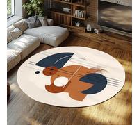 SHUODAOCO Moderno 120cm Tappeti rotondi Tappeto geometrico astratto circolare con Art Design Tappeto morbido per la cucina della fattoria sotto il tavolo Lavanderia Non spargimento