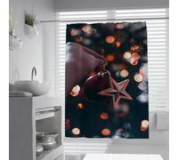 SHUODAOCO Palle di Natale Tende Doccia Rosso e Oro Inverno Arredo Bagno 240Bx200Lcm Tessuto Poliestere Tende Da Bagno Impermeabili con 12 Ganci per Festival