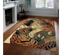 SHUODAOCO Stile giapponese 90x150cm Throw Tappeti Tappeto da donna e leopardo con una stampa di bellezza Pieghevole Capannone resistente Interior Decor Divano Area tappeti