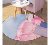 SHUODAOCO Tappeti circolari con motivo floreale rosa 180cm - elegante tappeto rotondo astratto lavabile a pelo basso morbido per il dormitorio dell'ufficio dell'ingresso del bagno
