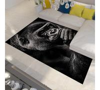 SHUODAOCO Tappeti Gorilla minimalisti in bianco e nero Resistente allo sporco Antiscivolo Camera da letto 80x150cm Tappetino Tappeto moderno Animale Piccolo cortile Fango Ingresso Area Tappeto