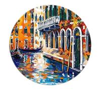 SHUODAOCO Tappeti rotondi di architettura europea -Water City Tappeti antiscivolo lavabili per l'home office ingresso camera da letto soggiorno aula 200cm