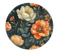 SHUODAOCO Tappeti Rotondi Floreali Boho - Per Soggiorno Tappeti Lavabili in Lavatrice - Tappeto Morbido Antiscivolo Vintage per Camera Da Letto per Foyer Della Cucina Arancione Rosso 90cm