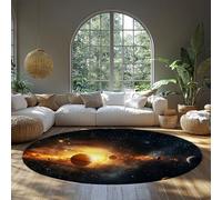 SHUODAOCO Tappeti rotondi lavabili antiscivolo per la scuola materna 160cm - Planets Space Print Tappeto circolare per soggiorno Cucina sotto il tavolo Biblioteca Portico