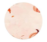 SHUODAOCO Tappeti rotondi per il raccolto autunnale 120cm - Foglie d'acero rosse Zucca Grano Tappeti rosa lavabili antiscivolo per la decorazione domestica Ufficio Cucina contadina