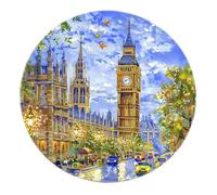 SHUODAOCO Tappeti rotondi per la strada di Londra -Europa Architettura Tappeto circolare Tappetino lavabile antiscivolo per ingresso Soggiorno Ufficio Home Decor 200cm