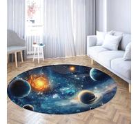 SHUODAOCO Tappetino per porta circolare dal design astratto colorato 60cm - Spazio Tappeti rotondi pieghevoli antiscivolo per soggiorno Camera da letto Ingresso di casa Sala giochi