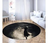 SHUODAOCO Tappetino per porta circolare per camera degli ospiti Silhouette da ballo 120cm - Tappetini rotondi pieghevoli antiscivolo per soggiorno Comodino sotto il corridoio del tavolo