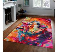 SHUODAOCO Tappeto colorato vibrante dell'area dell'arte del lupo per l'aula della cucina 180x240cm grande tappeto animale astratto sottile non spargimento sotto il tappetino da tavolo