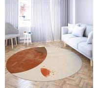 SHUODAOCO Tappeto rotondo 180cm Tappeto rotondo astratto antiscivolo per interni per camera da letto Ingresso resistente alle macchie Decorazioni per la casa Marrone Beige