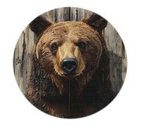 SHUODAOCO Tappeto rotondo lavabile della fauna selvatica 120cm - Tappeti astratti morbidi pieghevoli dell'orso bruno per l'ufficio della fattoria Lavanderia Nursery Playroom
