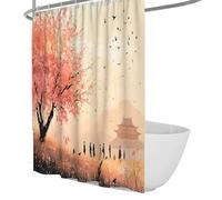 SHUODAOCO Tende da doccia arancione rossa Tende da doccia moderne per uccelli della foresta autunnale per il bagno di lusso Home Decor Tessuto impermeabile con ganci 240Bx200Lcm