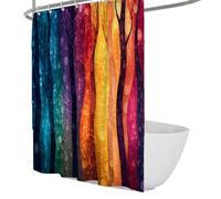 SHUODAOCO Tende da doccia arcobaleno Boho Floral Trees Tende da doccia in tessuto di poliestere idrorepellente per l'arredamento del bagno 180Bx200Lcm con 12 ganci anche come divisorio