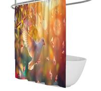 SHUODAOCO Tende da doccia moderna Colombe e farfalle Tende da doccia per il bagno della signora Set di decorazioni per il bagno degli ospiti Tessuto in tessuto impermeabile con ganci 120Bx180Lcm