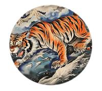 SHUODAOCO Tiger Waves Tappeto rotondo 100cm - Tappeti morbidi lavabili a pelo corto lavabili con stampa animalier per il corridoio della camera degli ospiti Home Decor Ufficio Agriturismo