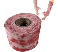 SHUOHONG 10M Garza di Sangue Raccapricciante di Halloween, Decorazione per Benda di Sangue Halloween, Garze Insanguinate Spettrali, Bendaggio di Sangue Rotolo per Casa Infestata, Giardino, Patio