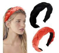 SHUOHONG 2 Pezzi Cerchietto Capelli Donna in Velluto Intrecciato, Cerchietti per Capelli Donna, Elastico Accessori Fascia (C)