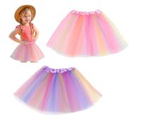 SHUOHONG 2 Pezzi Gonna Tulle Bambina, Ragazza Gonne Danza, Gonna Tutu Principessa 3-8 Anni, 3 Layered Tutu Bambina