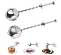 SHUOHONG 2 Pezzi Infusore per Tisane con Manico Telescopico, Acciaio Inox Teiera con Infusore, Filtro Te Infusione, Infusore Tè Pinza per Colino Facile da Pulire per Tè Sfuso, Spezie Ed Erbe