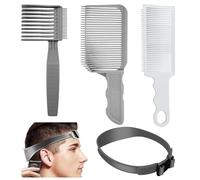 SHUOHONG 4 Pezzi Capelli Uomo Set, Taglia Capelli per Uomo, con Strumento Professionale, Pettine di Posizionamento Curvo, Pettine e Tagliacapelli Regolabile, Pettine Tagliacapelli