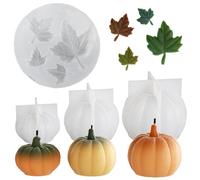 SHUOHONG 4 Pezzi Stampo Silicone Zucca per Autunno, Foglia D'acero Stampo, Stampi Silicone Halloween, Stampi per Candele per Raccolta Autunnale, Halloween, Giorno Del Ringraziamento, Fai Da Te