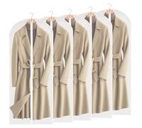 SHUOHONG 5 Pezzi Custodie per Abiti con Cerniera, 60 x 140 cm Buste per Vestiti, Impermeabile Copriabiti Antipolvere, Copri Abiti da Armadio, Copriabiti da Armadio per Smoking, Giacca (D)