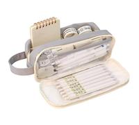 SHUOHONG Astuccio Portamatite Grande Capacità, Astuccio Scuola Media, Cose per La Scuola, Grande Portamatite, Monocromo Resistente Pencil Case con Maniglia (Grigio)