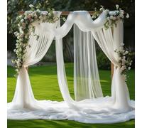 SHUOHONG Tessuto per Drappeggio di Tenda Trasparente Completamente, 75 x 600 cm Rete Drappeggio per Arco Nuziale, Tulle Decorazioni per Matrimoni, Cerimonia, Festa, Fase, Sfondo (Bianco)