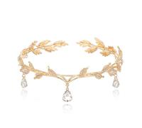 SHUOHONG Tiara Principessa per Capelli con Strass, Retrò Elfo Corona Regina, Coroncina Principessa Gioielli per Capelli, Diadema Donna per Festa di Compleanno Pageant Prom Stage Performances (Oro)