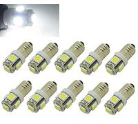 ShuoHui Lampadina LED E10, 6 V, luce bianca fredda, 5 SMD 5050, 0,5 W, 40 lm, 6000 K, 10 pezzi, 6 V